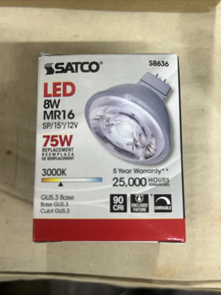 12-8W GU5.3 Base 15 Degree Beam Spread Lightning Fixture 12V AC/DC - SATCO-S8636 - Image 3 of 4