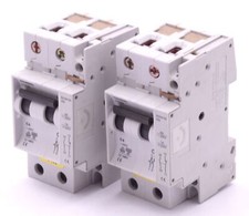 2x Siemens 5SX22 C4 5SX2 Circuit Breaker + 5SX9100 HS Auxiliary Switch -used