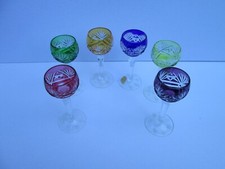 6  Likörgläser buntes Überfang Kristallglas handgeschliffen Spirituosen Gläser