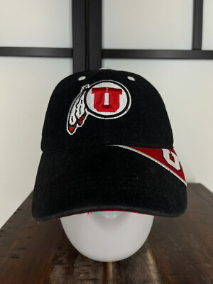 Utah Utes Hat Cap Strap Back Adult One Size Black Red 100% Polyester Mesh NCAA