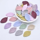 Leaf Wool Sewing Applique Patches Scrapbook Sew Padded Leaves Crafts Diy 100pcs