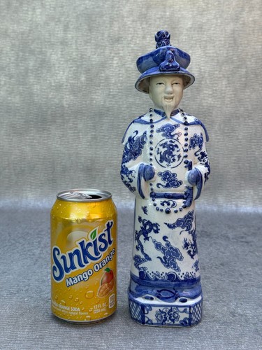 ANTIQUE BLUE & WHITE CHINESE QING EMPEROR PORCELAIN FIGURINE SIGNED 11 1/2" ASIA - Picture 18 of 18