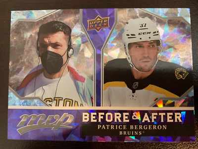 UPPERDECK MVP 2021-22 PATRICE BERGERON BEFORE AND AFTER HOCKEY CARD BA-10 BOSTON