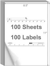 100 Full Sheet Shipping Mailing Labels 8.5 x 11 Blank Self Adhesive Laser InkJet