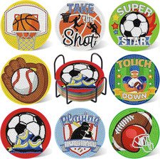 Ball Diamond Art Coasters Kits, Diamond Painting Coasters with Holder