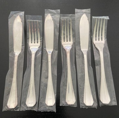 Christofle Boreal Fischbesteck Gabel Messer 3er-Set versilbert UNBENUTZT im BLIS