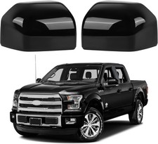 Glossy Black Side Mirror Covers Caps Fit 2015-2020 Ford F150 Direct Replacement