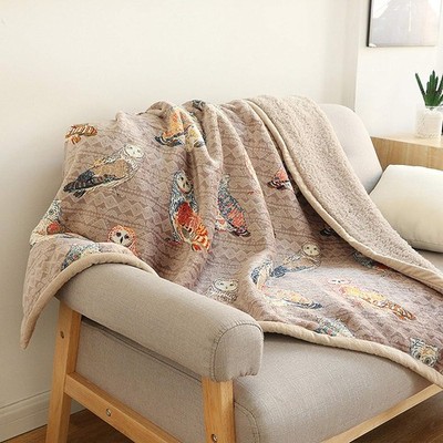 Owl Bed Blanket King Size 90'' x 108'', Soft Cozy Warm Fleece Throw Blanket for