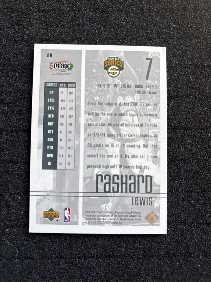 2001-02 UD Playmakers Limited - Rashard Lewis #89 - Image 2 of 2