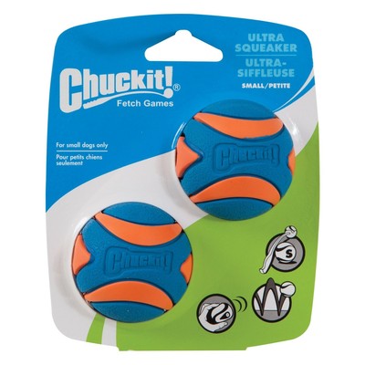 Chuckit Ultra Squeaker High Bounce Visibility Durability Dog Toy Small 2 pack