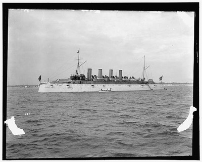 Photo:U.S.S. Columbia Navy Cruiser at Anchor c1894-1901