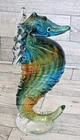 Vintage Murano Style Glass Hand Blown Seahorse Art Sculpture, Nautical 8"