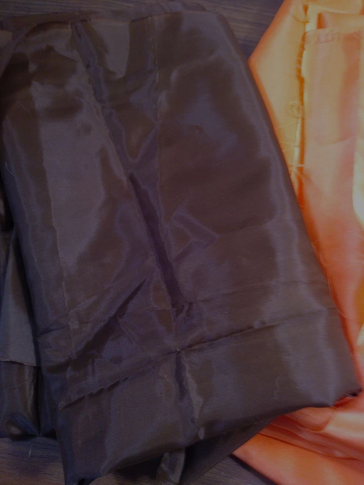 POLYESTER TAFFETA FABRIC LOT orange brown lavender quality material vintage ? - Image 2 of 4