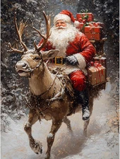 DIY Christmas Paint by Numbers Kit for Adults, Santa and Reindeer Adult'S Paint