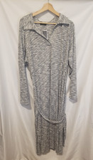 Lane Bryant Long Sleeve Polo Midi Sweater Dress 22/24 Heather Grey Tie Belt Slit