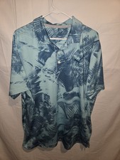 Puma Polo Golf Men  s Blue Palm Leaf Print Shirt Short Sleeve Size L