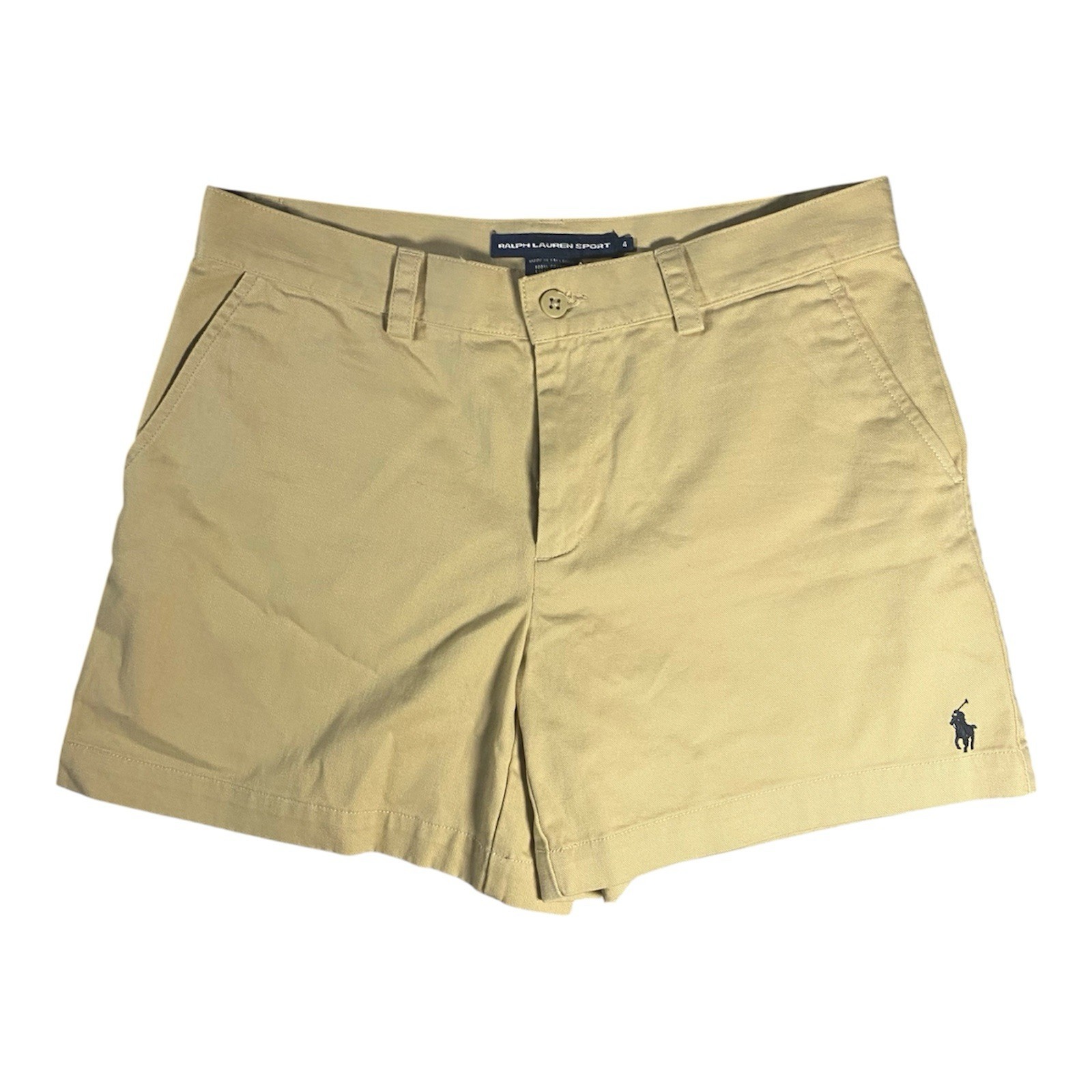 Ralph Lauren Sport Women's Chino Khaki 5” Cotton Shorts Beige Tan Size 4