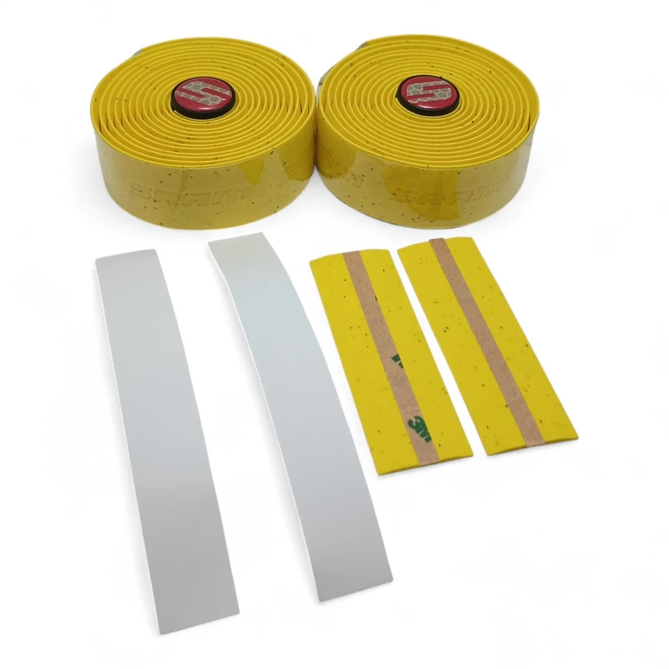 Sram SuperCork Bar Tape Road Bike Gravel Yellow & End Plugs - Image 2 of 4