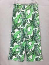 Fashion Nova Pants Womens XL Green White Banana Leaf Print Wide Leg Resort Style
