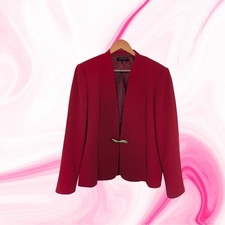 Windsmoor Red Wool Blend Jacket With Gold Clasp Closure Size 16