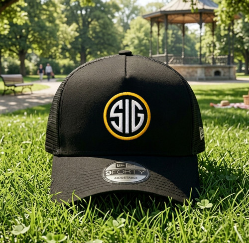 SIG Sauer Logo Embroidered Trucker Hat Tactical Mesh Back Snapback Cap Black