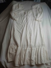 Vintage Nightgown Womens Large White Lace Trim Button Front Cottagecore