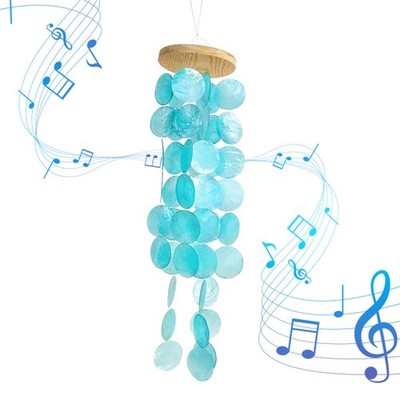 24'' Wind Chimes Coastal Style Decor Handcraft Turquoise Capiz Shells Windchime