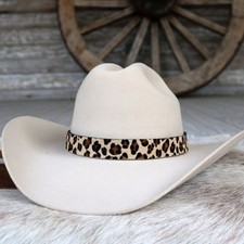 Leopard Print Leather Hat Band for Cowboy Hats - Mia