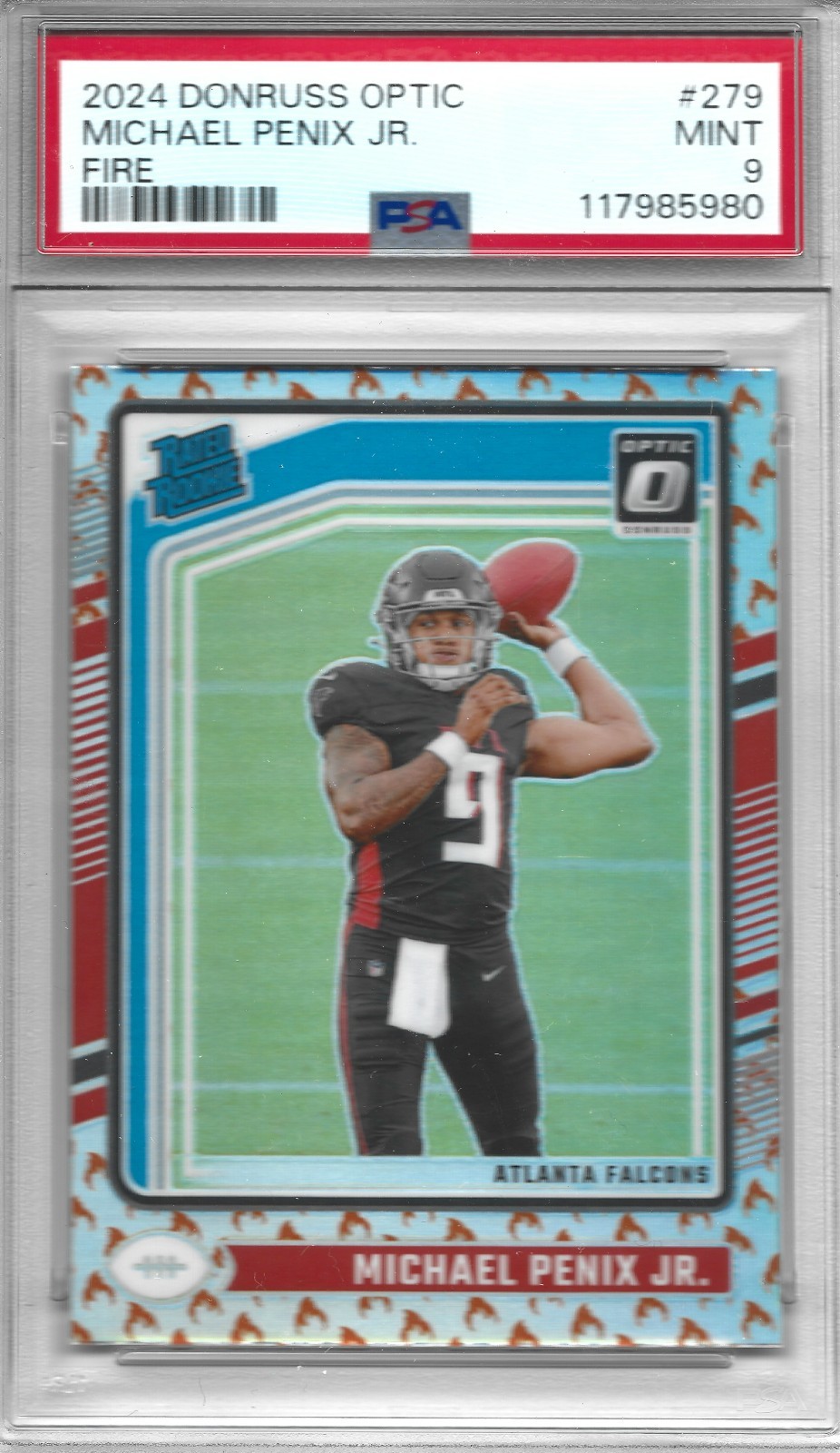 Michael Penix Jr. 2024 Panini Donruss Optic Rated Rookie #279 Fire Prizm (RC)