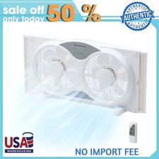 Comfort Zone 9'' Reversible Twin Window Fan with Remote Control, White