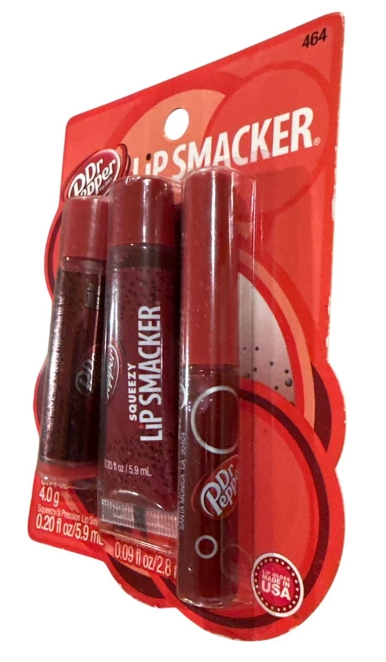 2012 3pc Set Bonne Bell/Lip Smacker DR. PEPPER TRIO Balm +Squeezy & Wand Glosses - Image 2 of 4