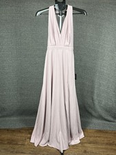 Lulus Dusty Lavender Bridesmaid Maxi Dress Slit Halter Backless Size Small New