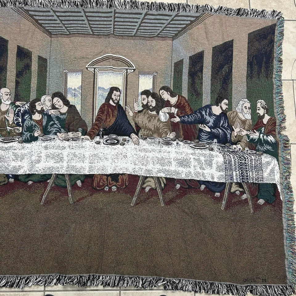 复古 The Last Supper Throw Blanket 耶稣使徒宗教挂毯条纹 — 第 3/4 张图片