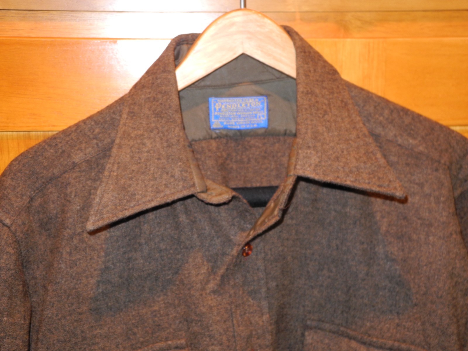 Vintage Pendleton Solid BROWN Shirt 100% Virgin W… - image 7