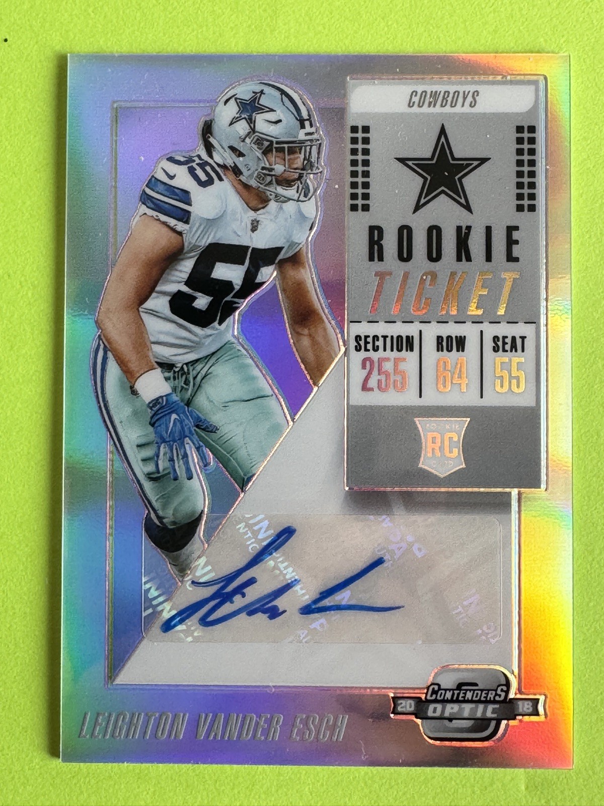 Leighton Vander Esch 2018 Panini Contenders Optic #151 Rc Auto Rookie Autograph
