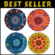 Traditional Turkish Ceramic Plates - 4-Piece Set for Jewelry