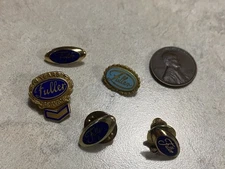 5 Vintage Fuller Brush Service Pins. One Marked 14k Gf 10k Enameled Advertising