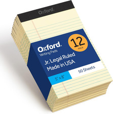 5 X 8 Legal Pads, 12 Pack, Narrow Ruled, Yellow Paper, 50 Sheets per Writing Pad