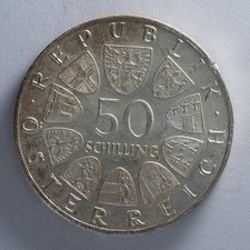 1966 Austria 50 Schilling National Bank silver coin Austrian Mint vintage