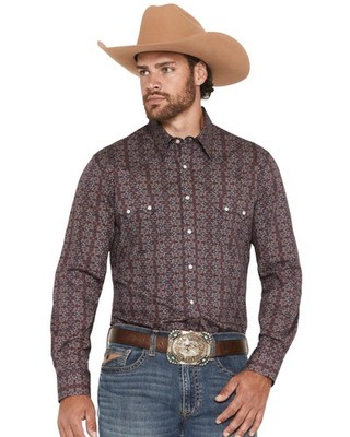 Rock & Roll Denim Men's And Men'S Boottitch Long Sleeve Snap Stretch -