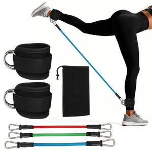 14 1 cm 1 Set Bandes de résistance à la cheville avec sac de résistance, noir