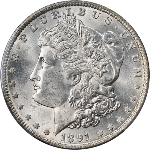 1891-P Morgan Silver Dollar PCGS MS62 Blast White Great Eye Appeal