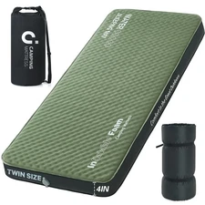 Self Inflating Sleeping Pad, 4In Ultra-Thick Foam Camping Car Mattress with Air