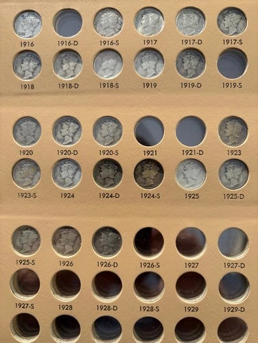 Mercury Silver Dimes Lot Of 23 Coins in Dansco Album