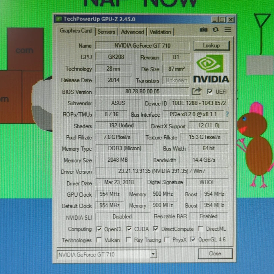 ASUS NVIDIA GeForce GT 710 2GB DDR3 PCIE 8x Graphics Card VGA DVI HDMI Passive - Image 2 of 4