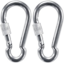 2PCS M10 Locking Carabiner Heavy Duty Carabiner Clips Marine Stainless Steel
