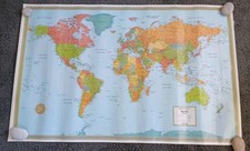 World Map Rand McNally M Series 2001 Edition Geography 32" X 50" LAMINATED - EUC