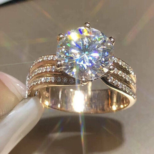 Elegant Ladies Women White Zircon Ring Party Romantic Love Engagement Rings - Picture 10 of 15