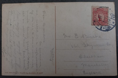 1913 Sweden Postcard-Leksand ties 10Ore Stamp cd Galveborg? - Picture 3 of 3