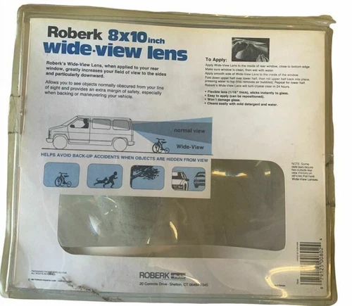 NOS Roberk Single Piece 8" x 10" Wide Rear View Lens (Sticker) Model #802